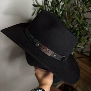 Akubra Snowy River Hat 7 1/8 Black Pure Fur Felt Western Outback Made In Austral